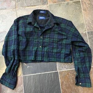 VINTAGE: menswear, crop, button down, medium, winter, plaid, wool